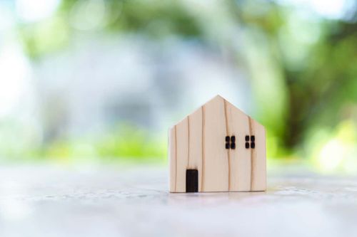 Wooden house with background nature - property when there is no will concept