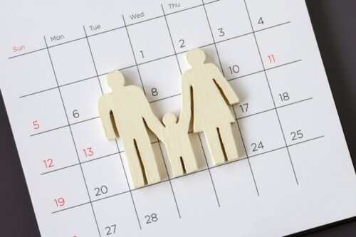 white icon family on calendar, Family concept