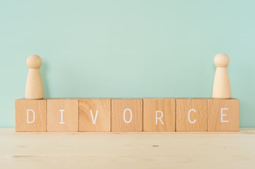 Collaborative Divorce; Wooden blocks with 