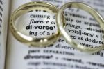 Weeding rings on word divorce in dictionary - How long does a divorce take concept.